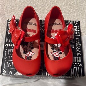 Mini Melissa Red Dress Shoes with Bow and Elastic Strap|Toddler